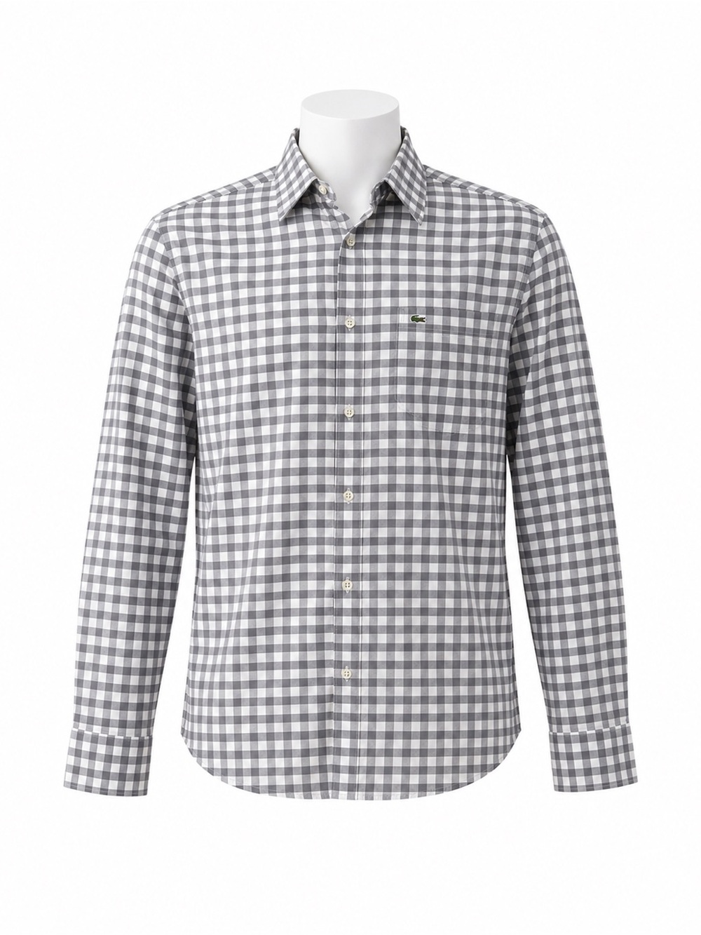 Size L (41) Lacoste Slim Fit Gingham Check Poplin Men’s Button Down Shirt